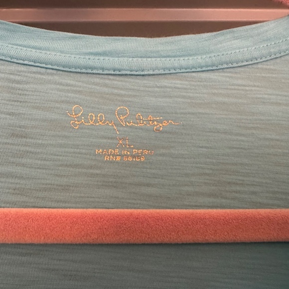 Lilly Pulitzer - Etta V-neck T-shirt - Aqua - XL - Picture 2 of 3